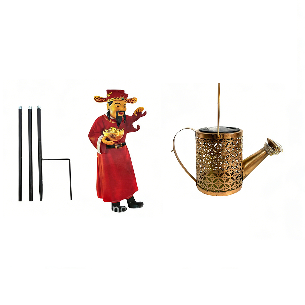 Red Metal Solar Powered Wateri - Outdoor Yard Power Stake 评论和价格