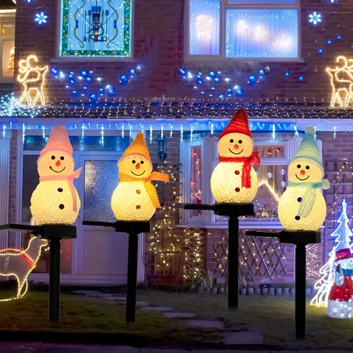 LED Snowman Solar Garden Light - Outdoor Yard Power Stake 评论和价格