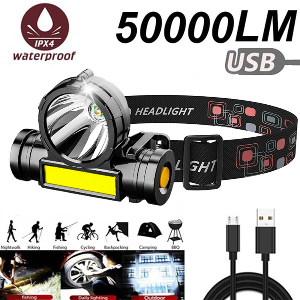 USB LED Rechargeable COB Headl - Outdoor Power Source 评论和价格