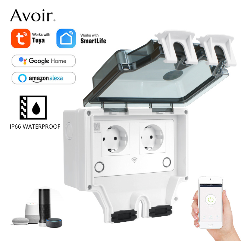 Avoir Tuya IP66 Waterproof Ele - Outdoor Power Outlet With Remote Control 评论和价格