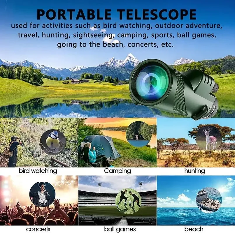 80x100 HD Monocular for Smartp - Outdoor Power Point 评论和价格