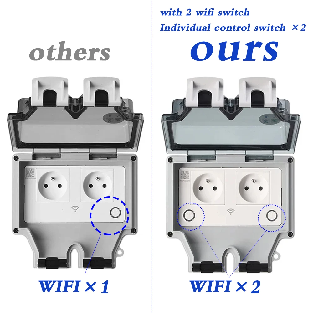 EU FR smart Tuya Waterproof El - Outdoor Power Outlet With Remote Control 评论和价格