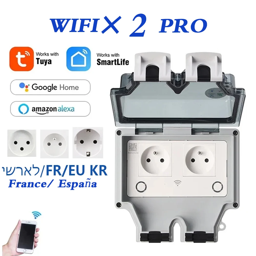 EU FR smart Tuya Waterproof El - Outdoor Power Outlet With Remote Control 评论和价格